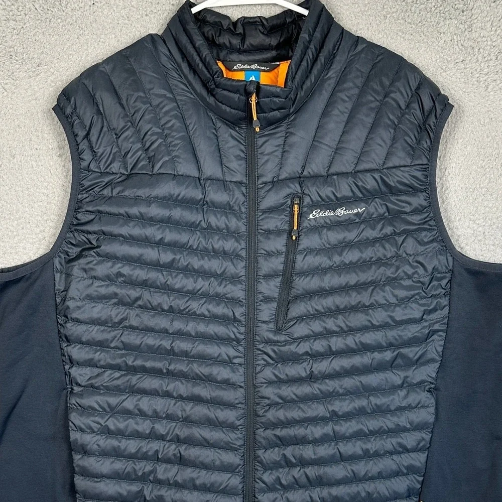 Eddie Bauer First Ascent Vest Mens 2XL Dark Grey Orange EB800 Down Hybrid Puffer